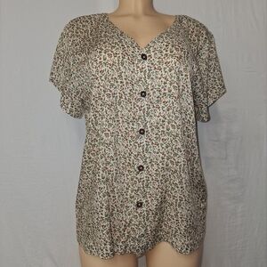 BYTAVI New Multicolor Floral Button Down Shirt Womem Sixe XL